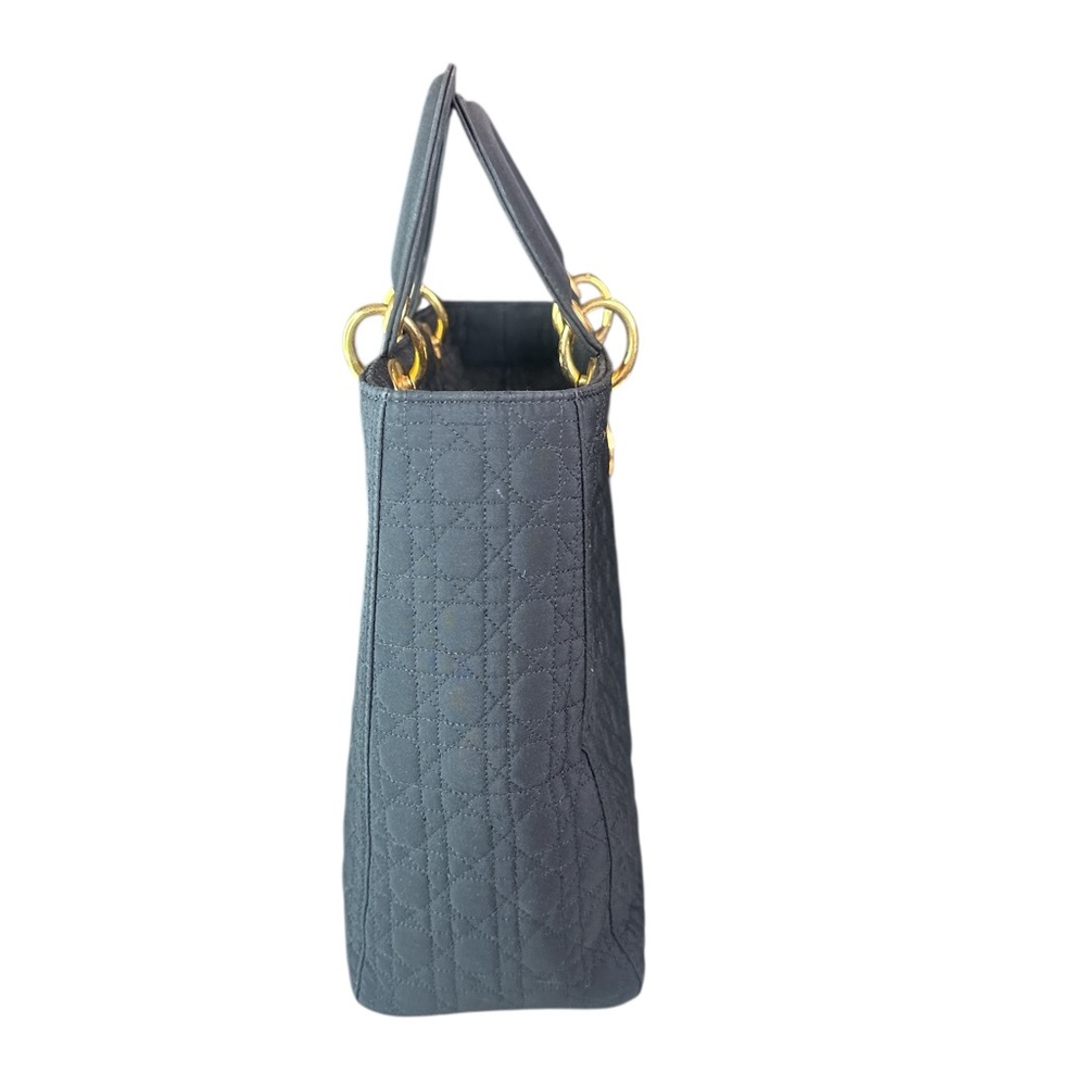 Dior lady dior black canvas Quilted Handbag with Gold Accents - Picture 3 of 8